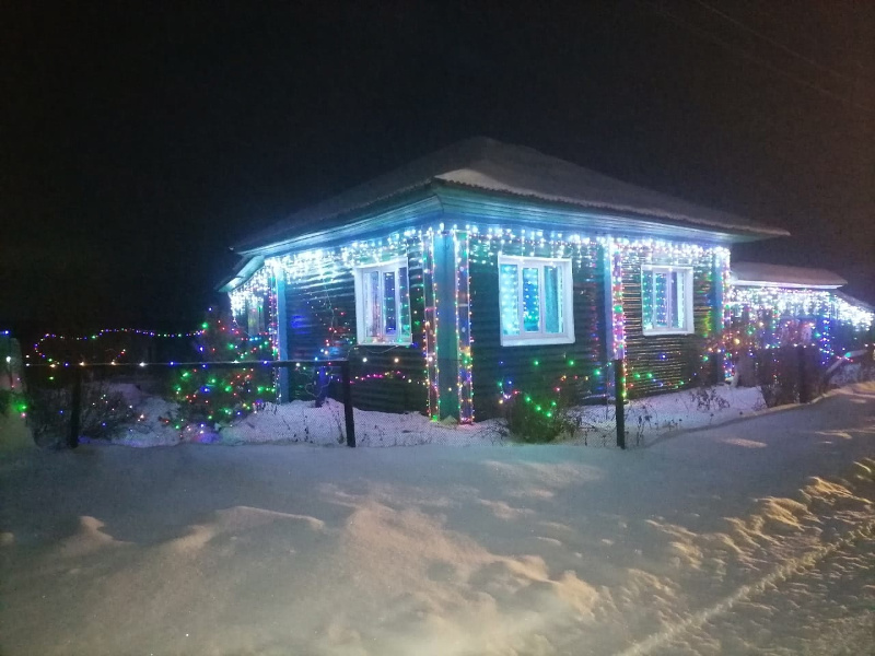 ❄🎄Вечернее Самохвалово. Новогодние огни домов ⛄❄.