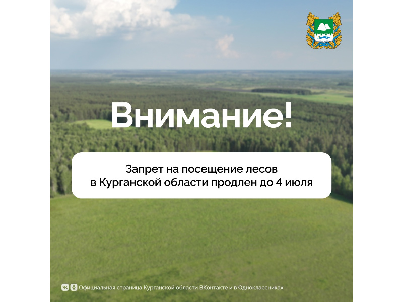 Запрет на посещение лесов в Курганской области продлен до 4 июля.